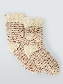 John Lewis Chunky Knit Bootie Socks, Fig, Multi