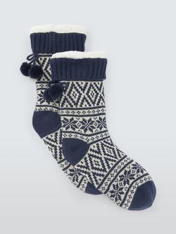 John Lewis Fairisle Bootie Socks, Navy, Navy