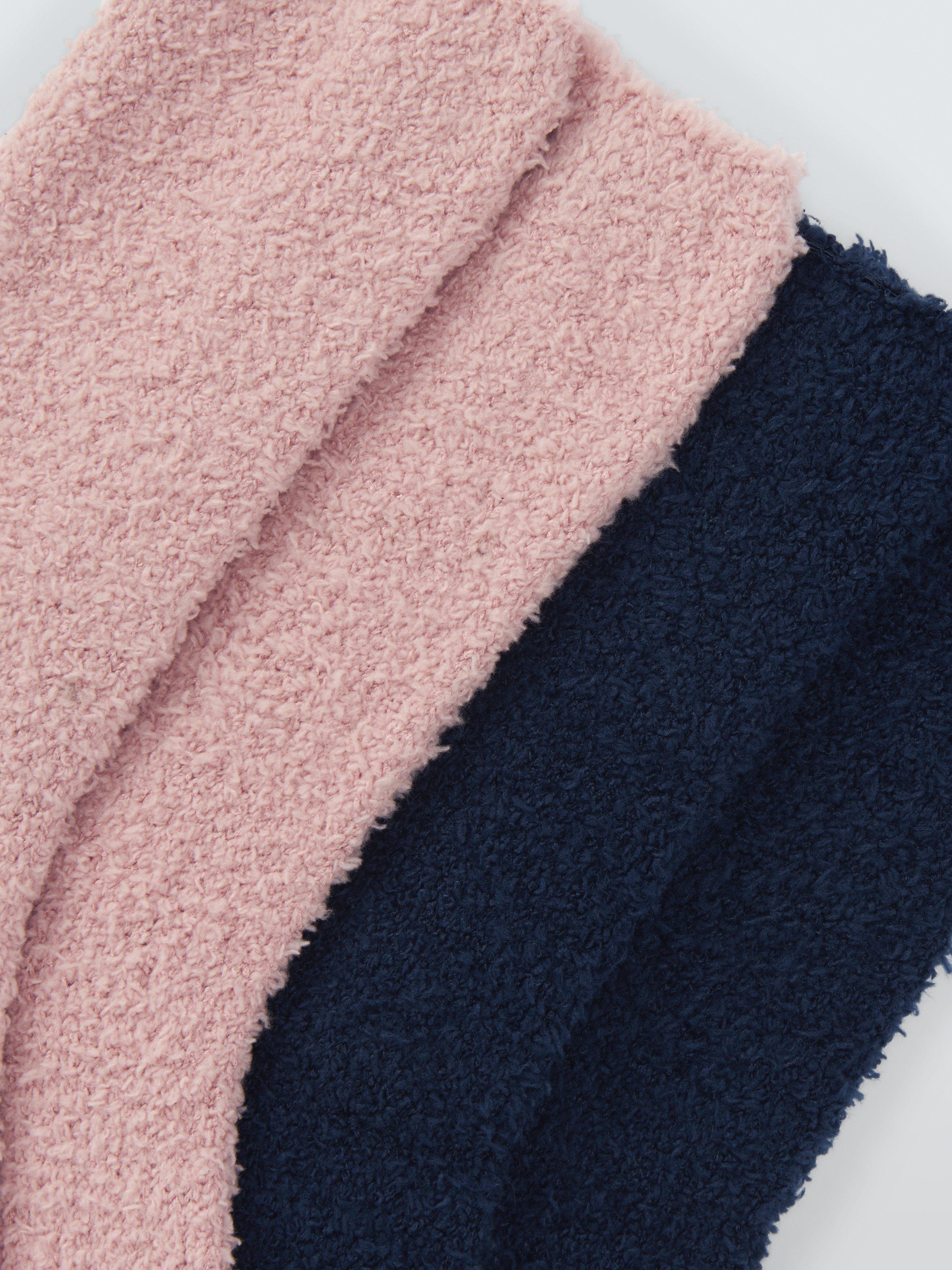 Product image 2 of 2, which shows John Lewis Fluffy Bed Socks, Navy/Pink, Pack of 2