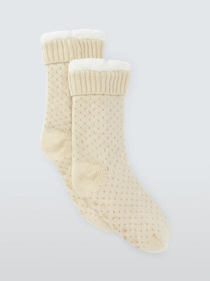 John Lewis Lurex Bootie Socks, Oatmeal, Oatmeal
