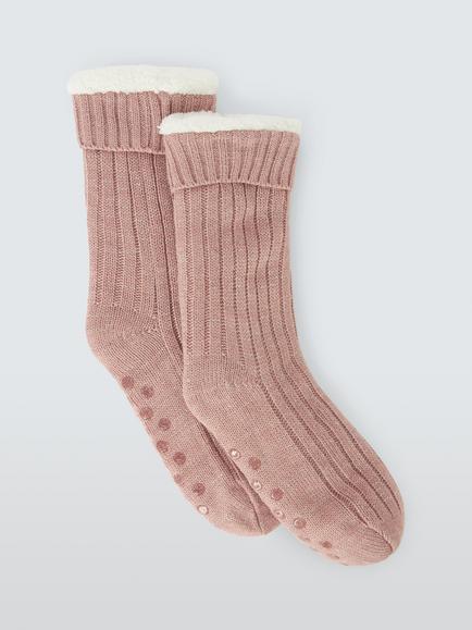 John Lewis Lurex Bootie Socks, Pink, Pink