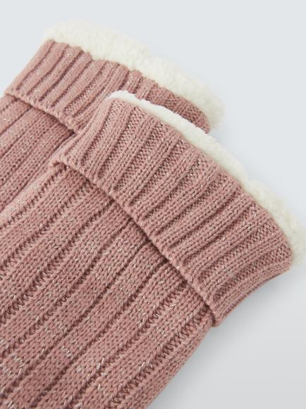 John Lewis Lurex Bootie Socks, Pink - view 2, Pink
