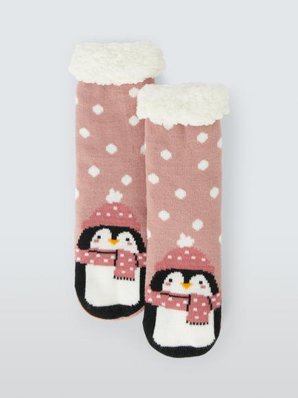 John Lewis Penguin Booties, Pink/Multi, Pink/Multi
