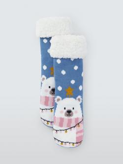 John Lewis Polar Bear Booties, Blue/Multi, Blue/Multi