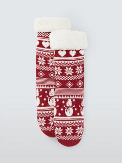 John Lewis Snowman Booties, Red, Red