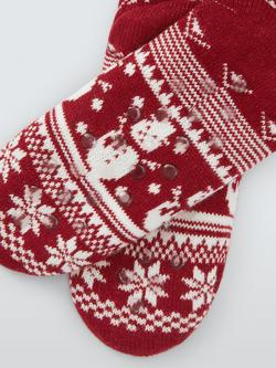 John Lewis Snowman Booties, Red - view 2, Red