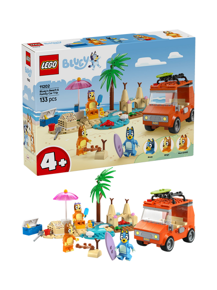 LEGO Bluey 11202 Bluey’s Beach & Family Car Trip Toy Set, Multi