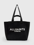 AllSaints Izzy Graphic Print Compartmented Tote Bag, Black