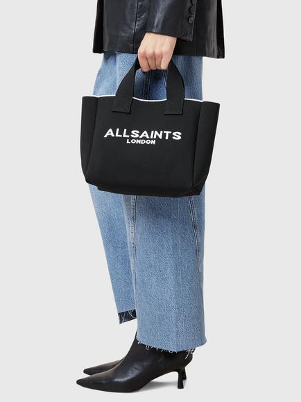 AllSaints Izzy Knitted Mini Tote Bag, Black - view 2, Black