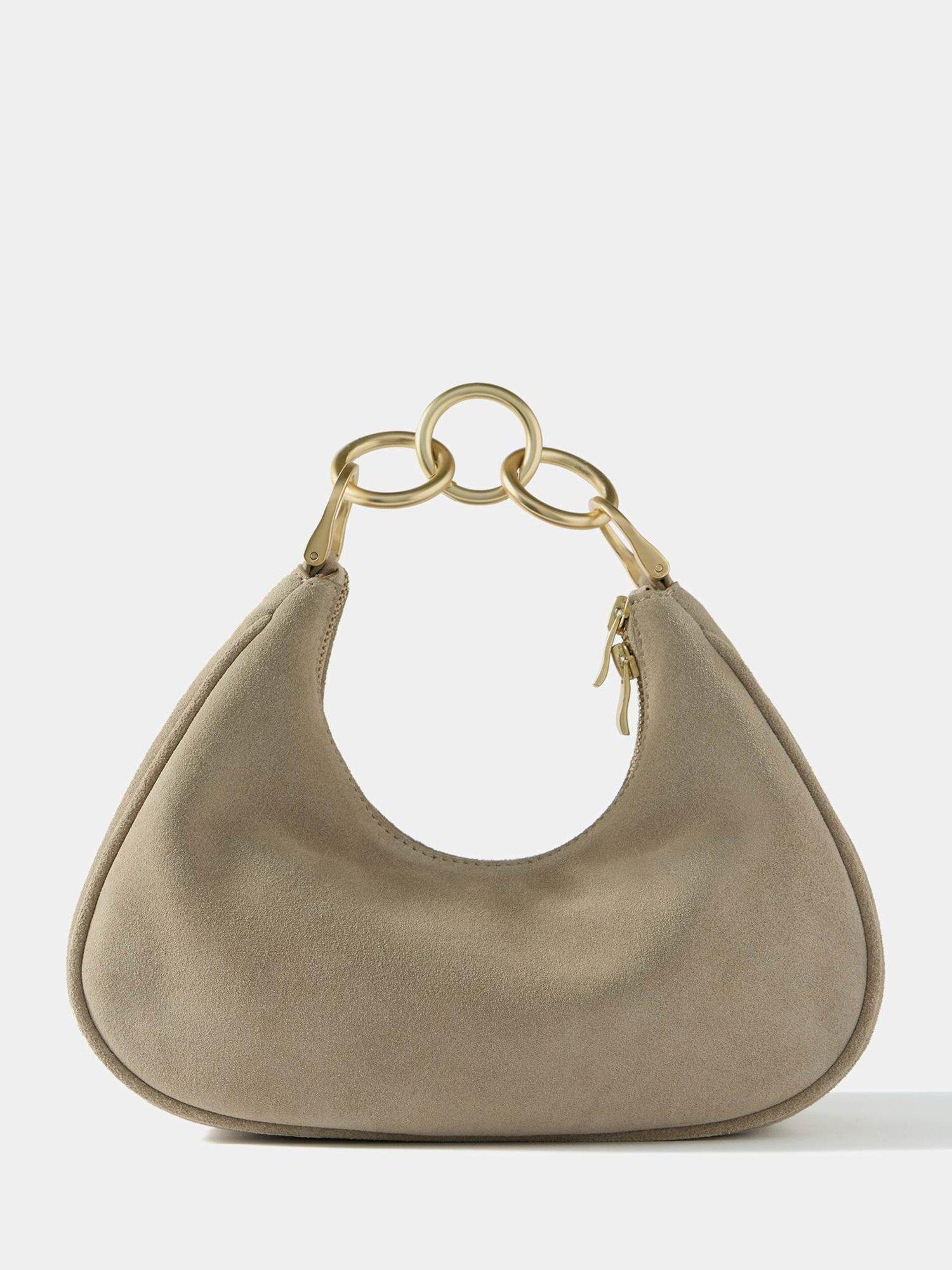 Mint Velvet Ring Strap Suede Grab Bag, Natural
