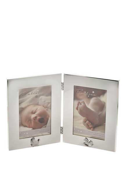 Bambino Silver-Plated Double Scan Photo Frame, Silver