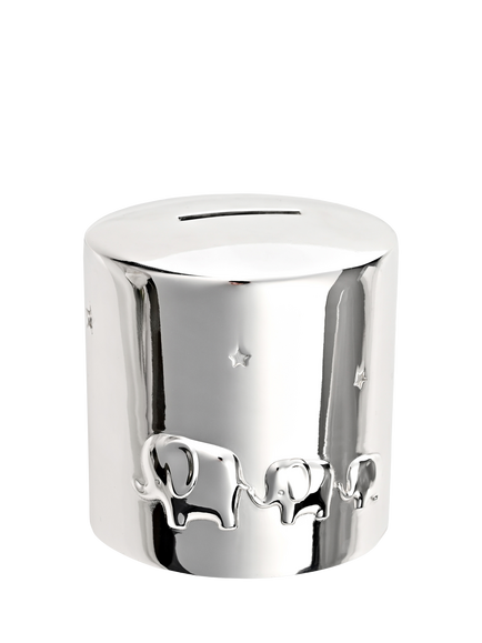 Bambino Silver-Plated Elephants Money Box, Silver