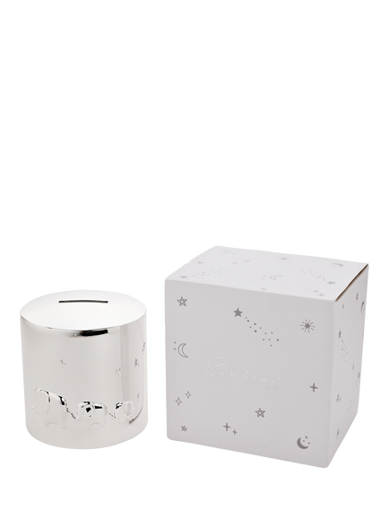 Bambino Silver-Plated Elephants Money Box - view 2, Silver
