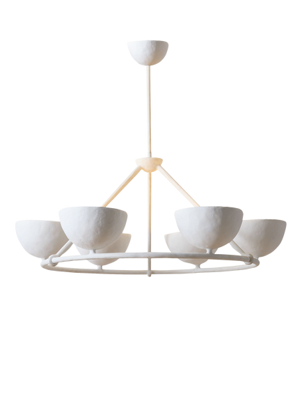 West Elm Florent 6 Arm Ceiling Light, White Natural, White Natural