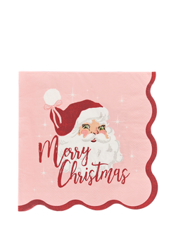 Hootyballoo Vintage Santa Paper Napkins, Pack of 16, Red And Pink