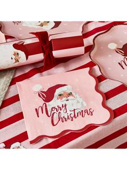 Hootyballoo Vintage Santa Paper Napkins, Pack of 16 - view 2, Red And Pink