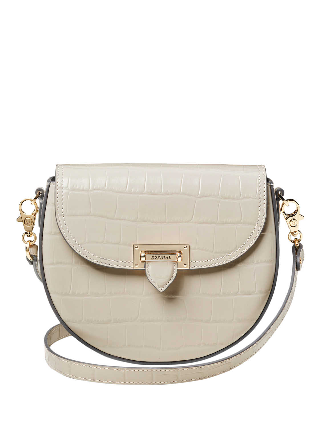 Product image 1 of 4, which shows Aspinal of London Portobello Leather Bag, Dove Grey