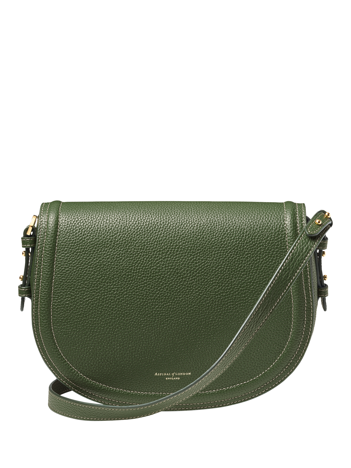 Product image 1 of 6, which shows Aspinal of London Stella Leather Satchel Bag, Racing Green
