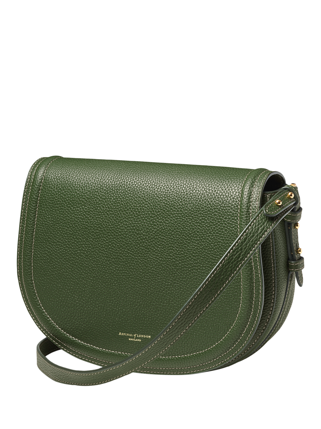 Product image 2 of 6, which shows Aspinal of London Stella Leather Satchel Bag, Racing Green