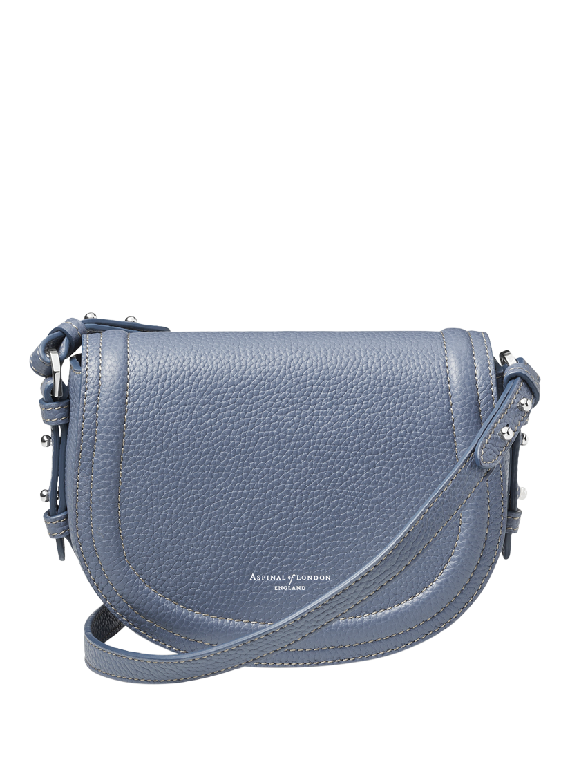 Product image 1 of 6, which shows Aspinal of London Stella Leather Satchel Bag, Heritage Blue