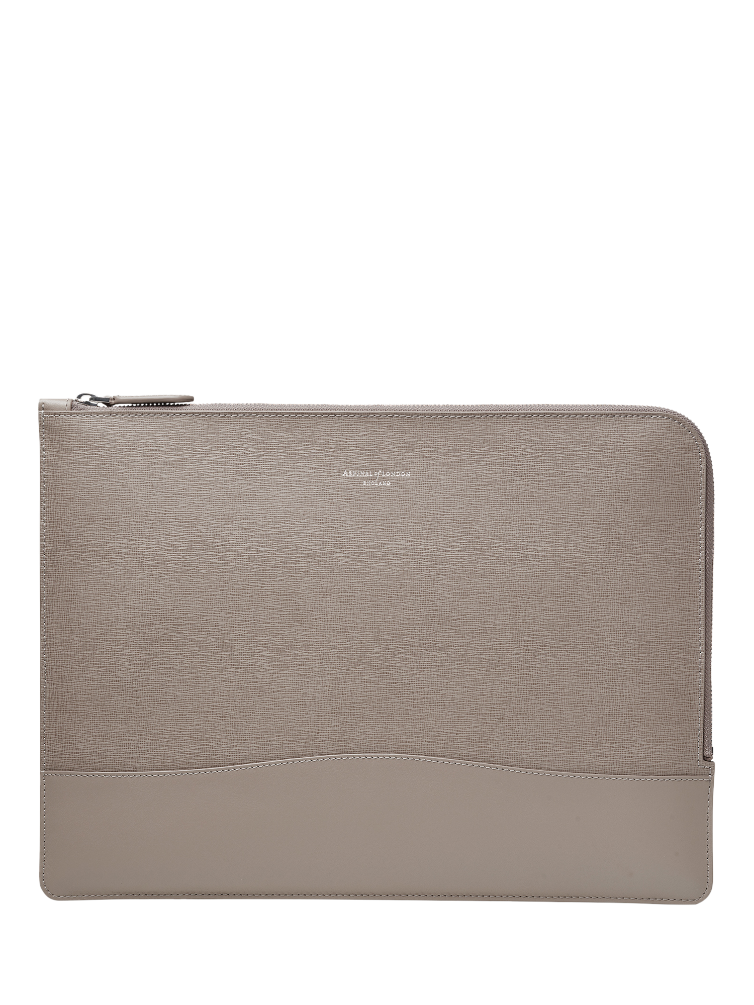 Aspinal of London City Leather Laptop Folio Case, Warm Grey
