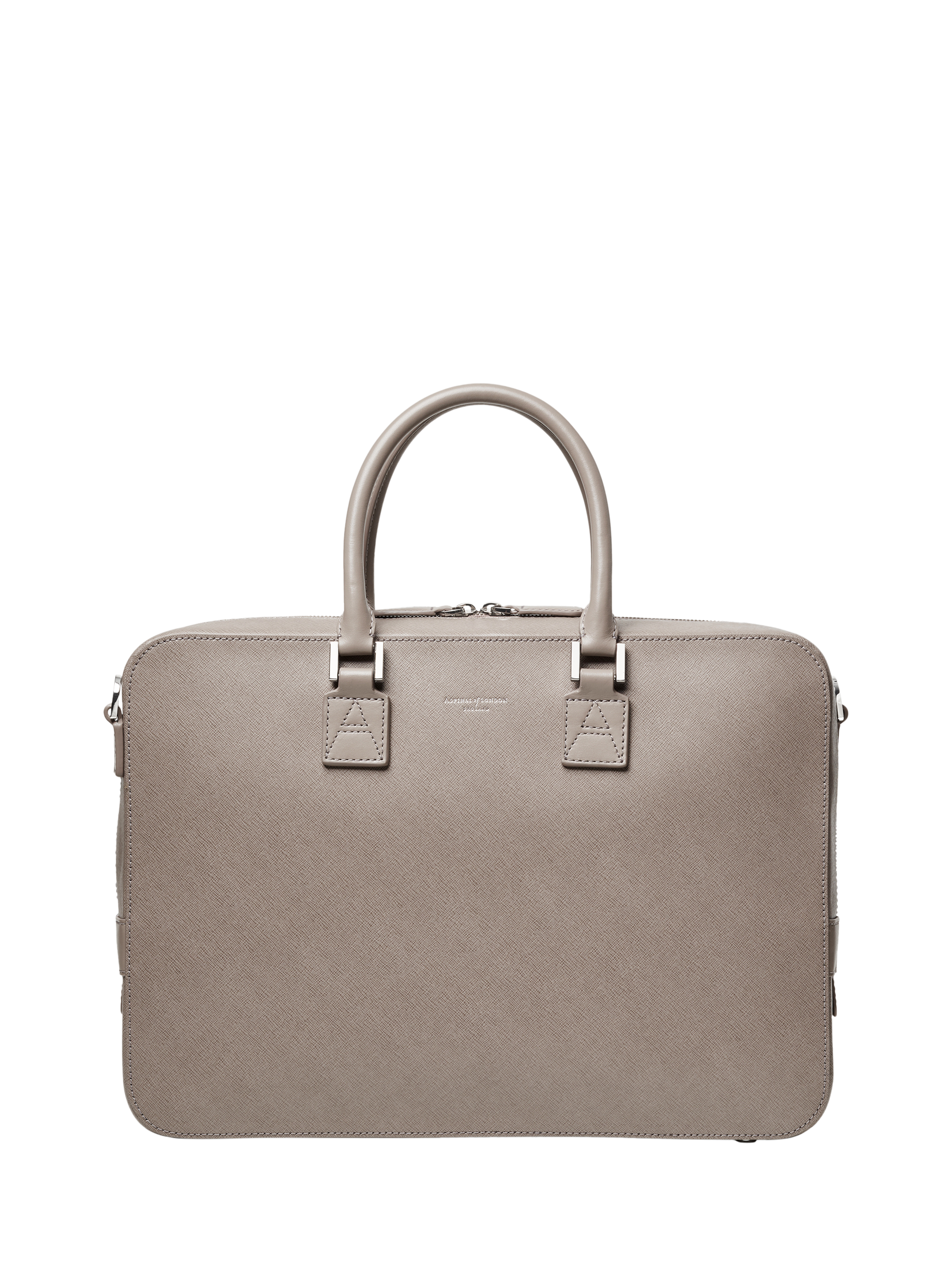 Product image 2 of 6, which shows Aspinal of London Mount Street Leather Laptop Briefcase Bag, Warm Grey