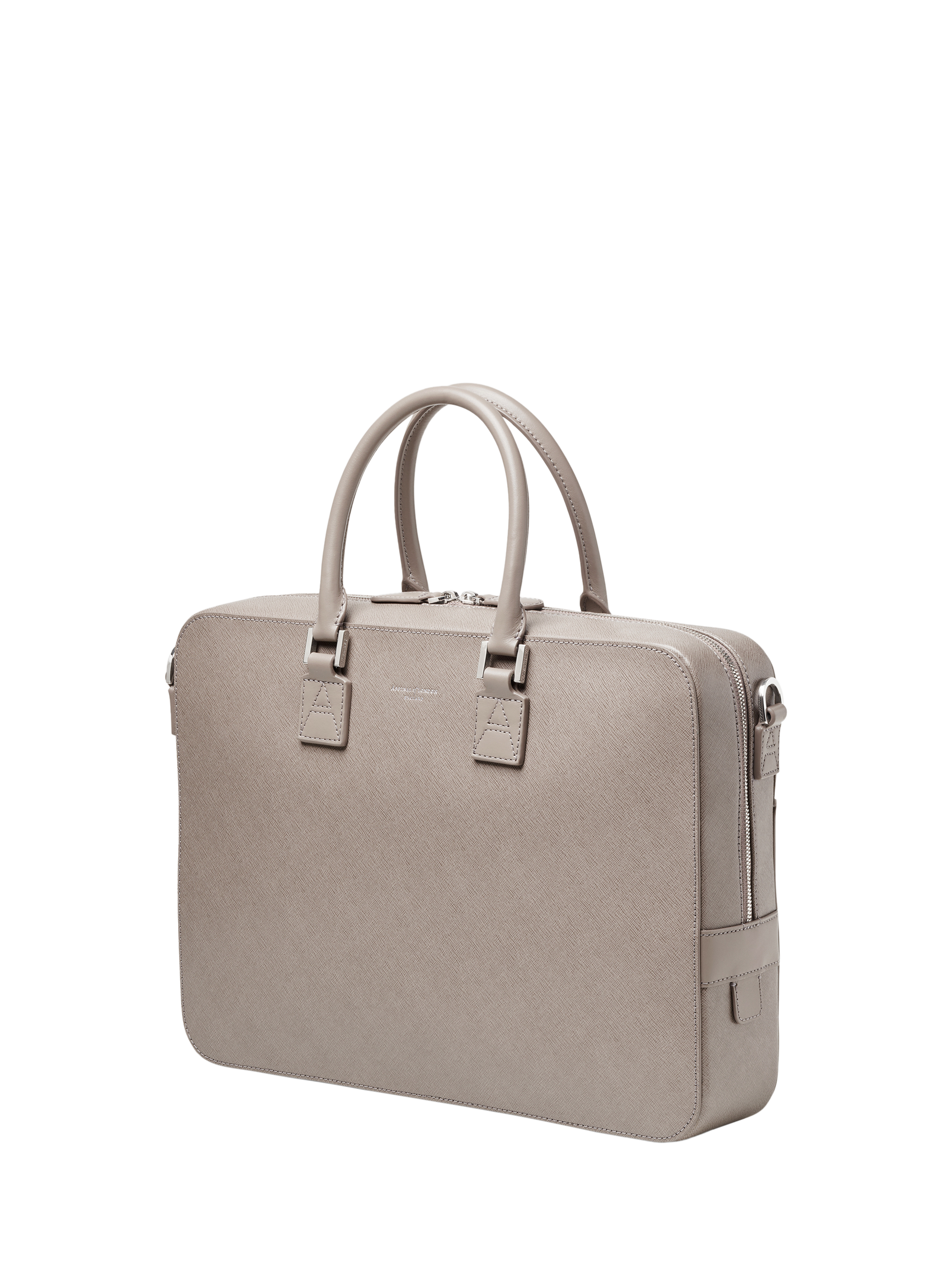 Product image 4 of 6, which shows Aspinal of London Mount Street Leather Laptop Briefcase Bag, Warm Grey