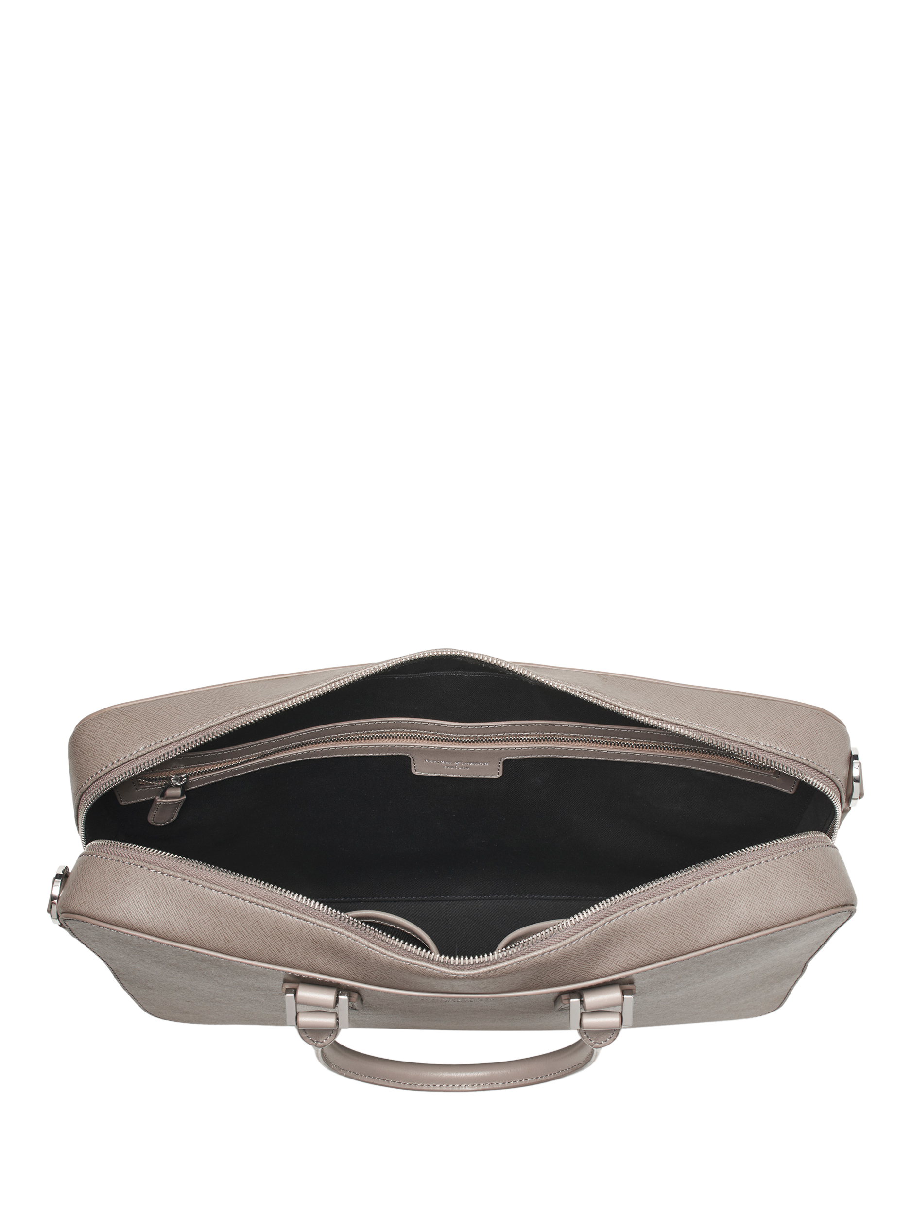 Product image 5 of 6, which shows Aspinal of London Mount Street Leather Laptop Briefcase Bag, Warm Grey