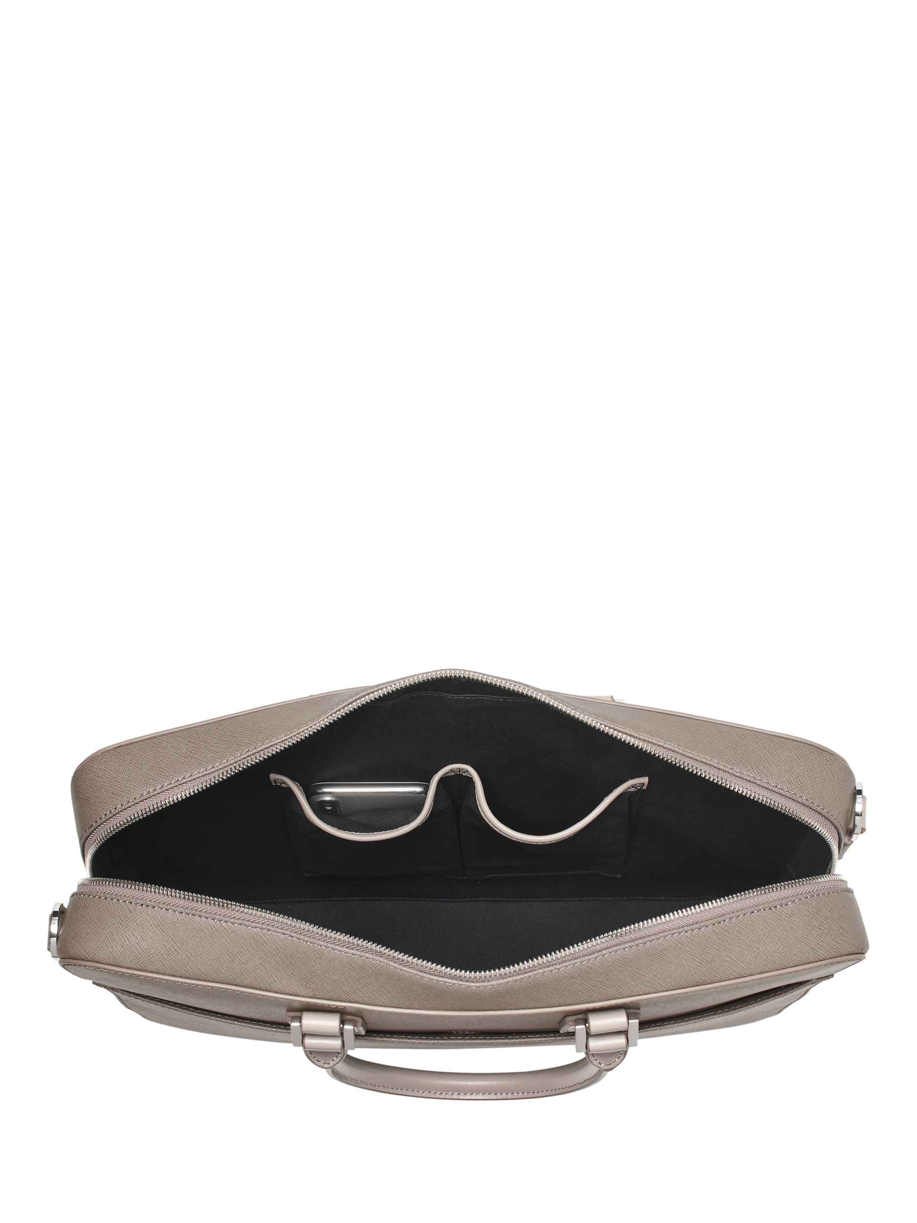 Product image 6 of 6, which shows Aspinal of London Mount Street Leather Laptop Briefcase Bag, Warm Grey