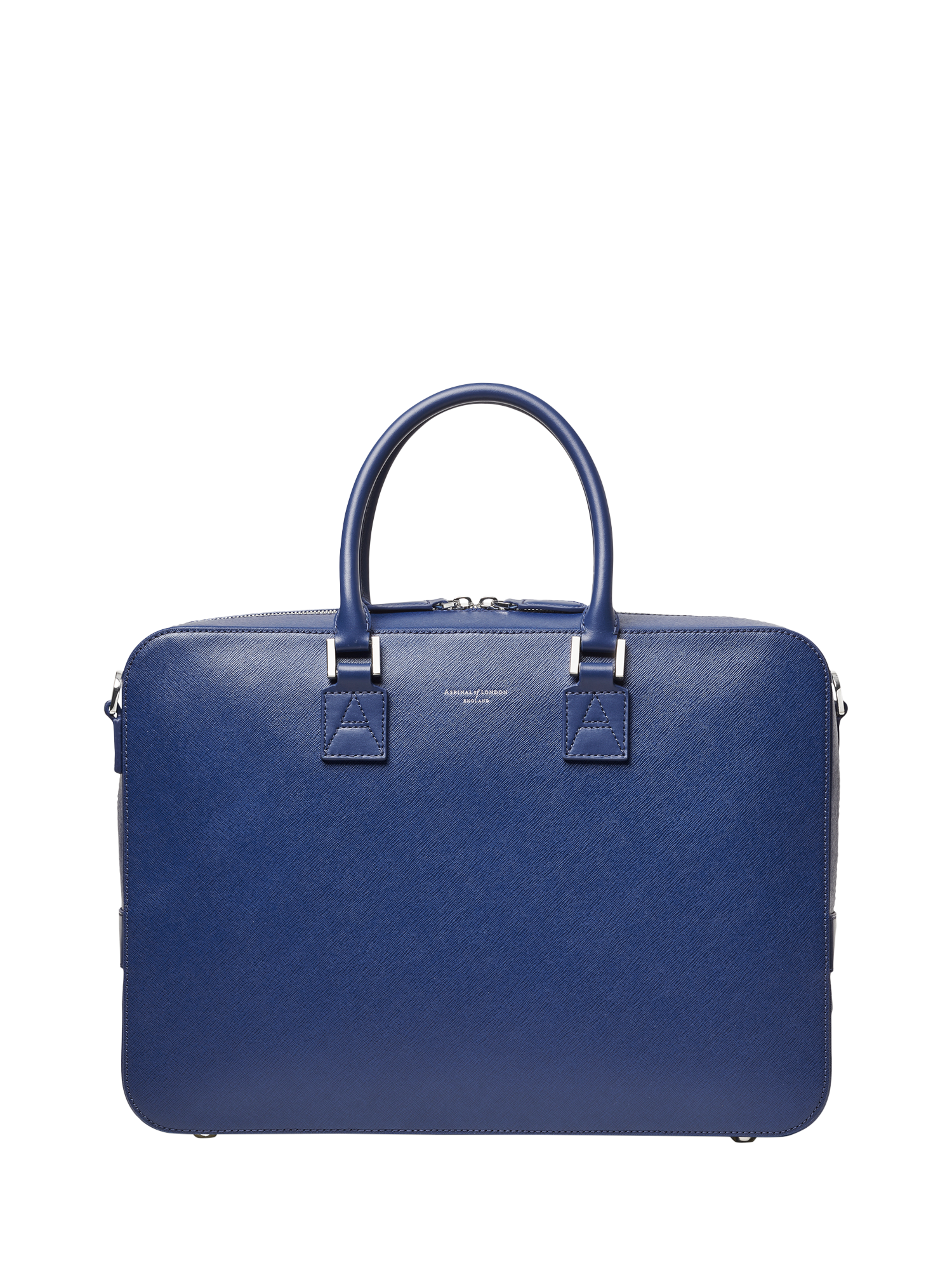 Product image 2 of 6, which shows Aspinal of London Mount Street Leather Laptop Briefcase Bag, Caspian Blue