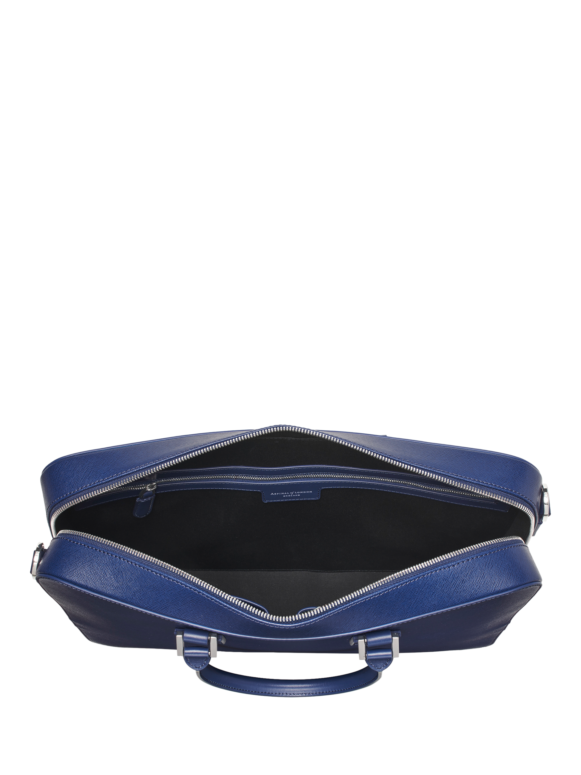 Product image 5 of 6, which shows Aspinal of London Mount Street Leather Laptop Briefcase Bag, Caspian Blue