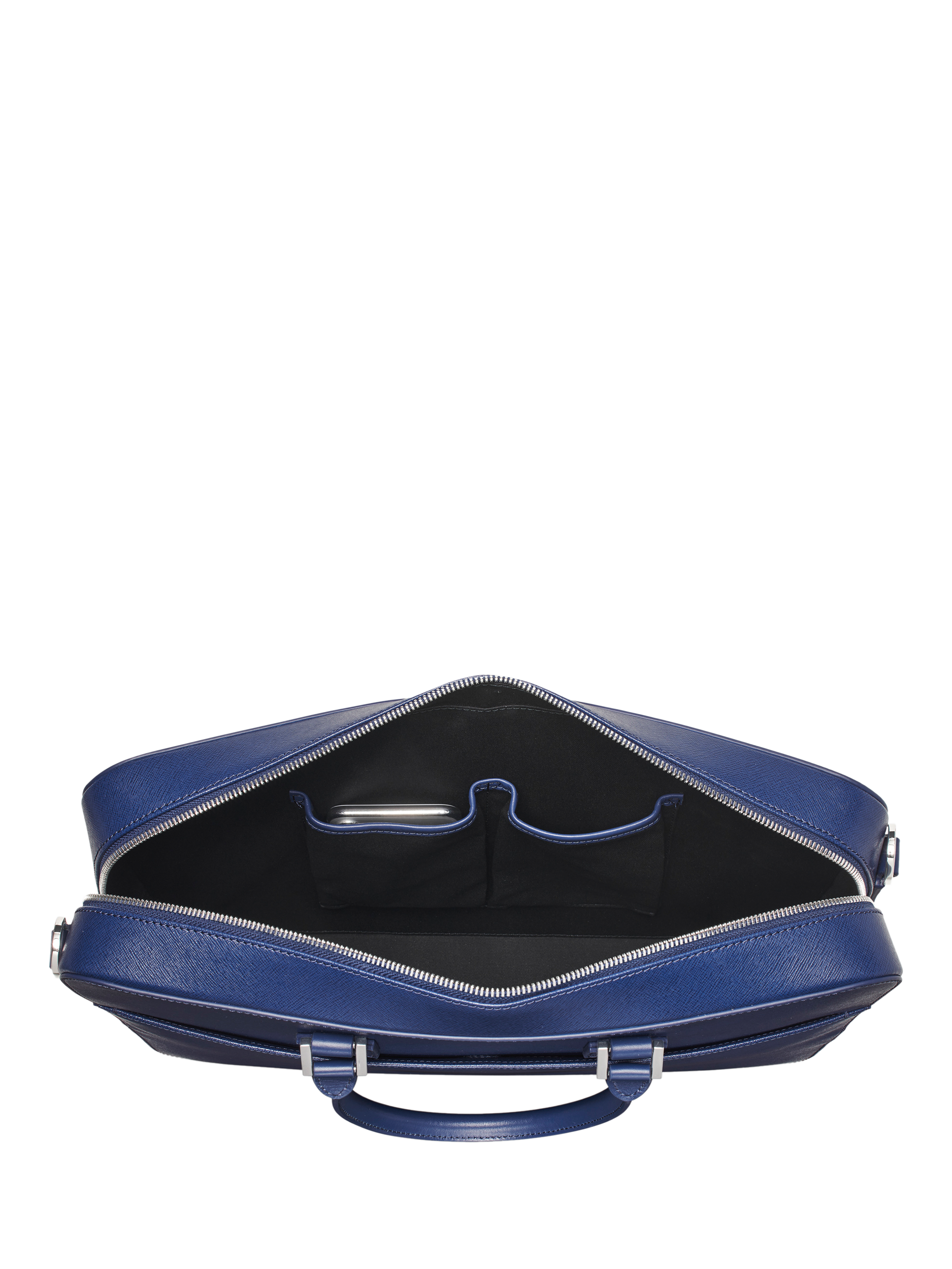 Product image 6 of 6, which shows Aspinal of London Mount Street Leather Laptop Briefcase Bag, Caspian Blue
