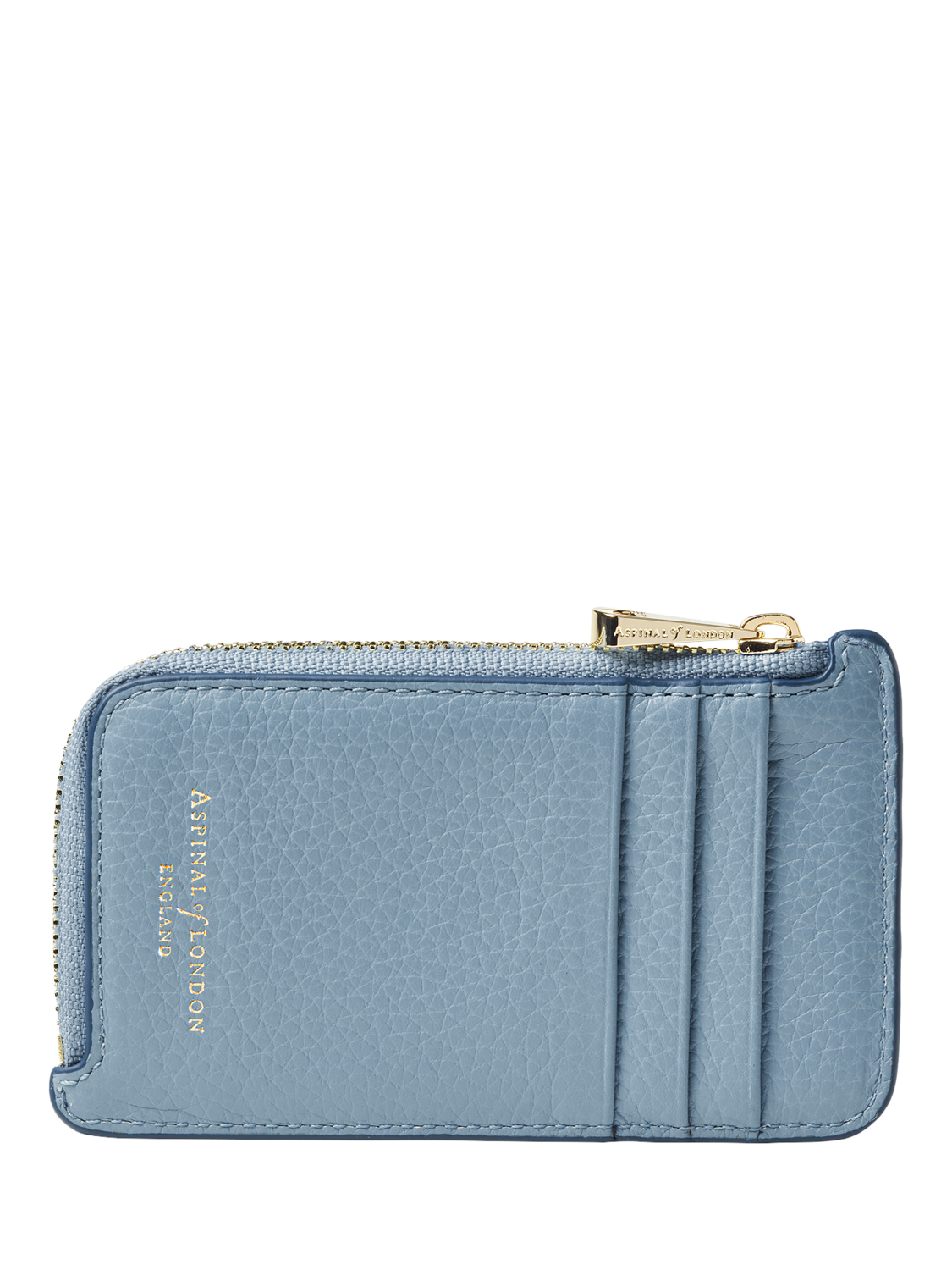 Product image 1 of 3, which shows Aspinal of London Pebble Leather Zipped Coin and Card Holder, Bluebell