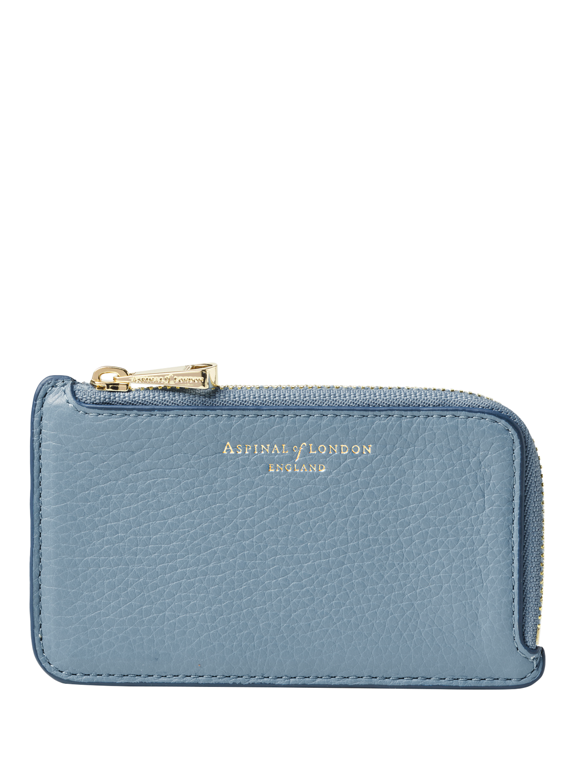 Product image 2 of 3, which shows Aspinal of London Pebble Leather Zipped Coin and Card Holder, Bluebell