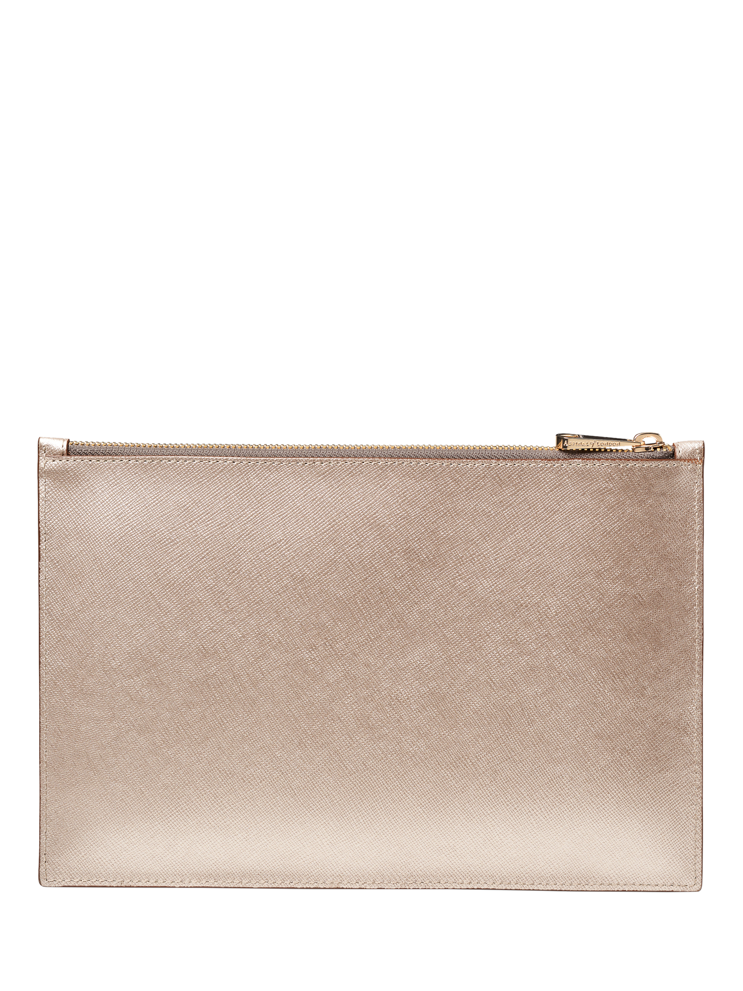 Product image 2 of 3, which shows Aspinal of London Large Essential Flat Leather Pouch, Champagne