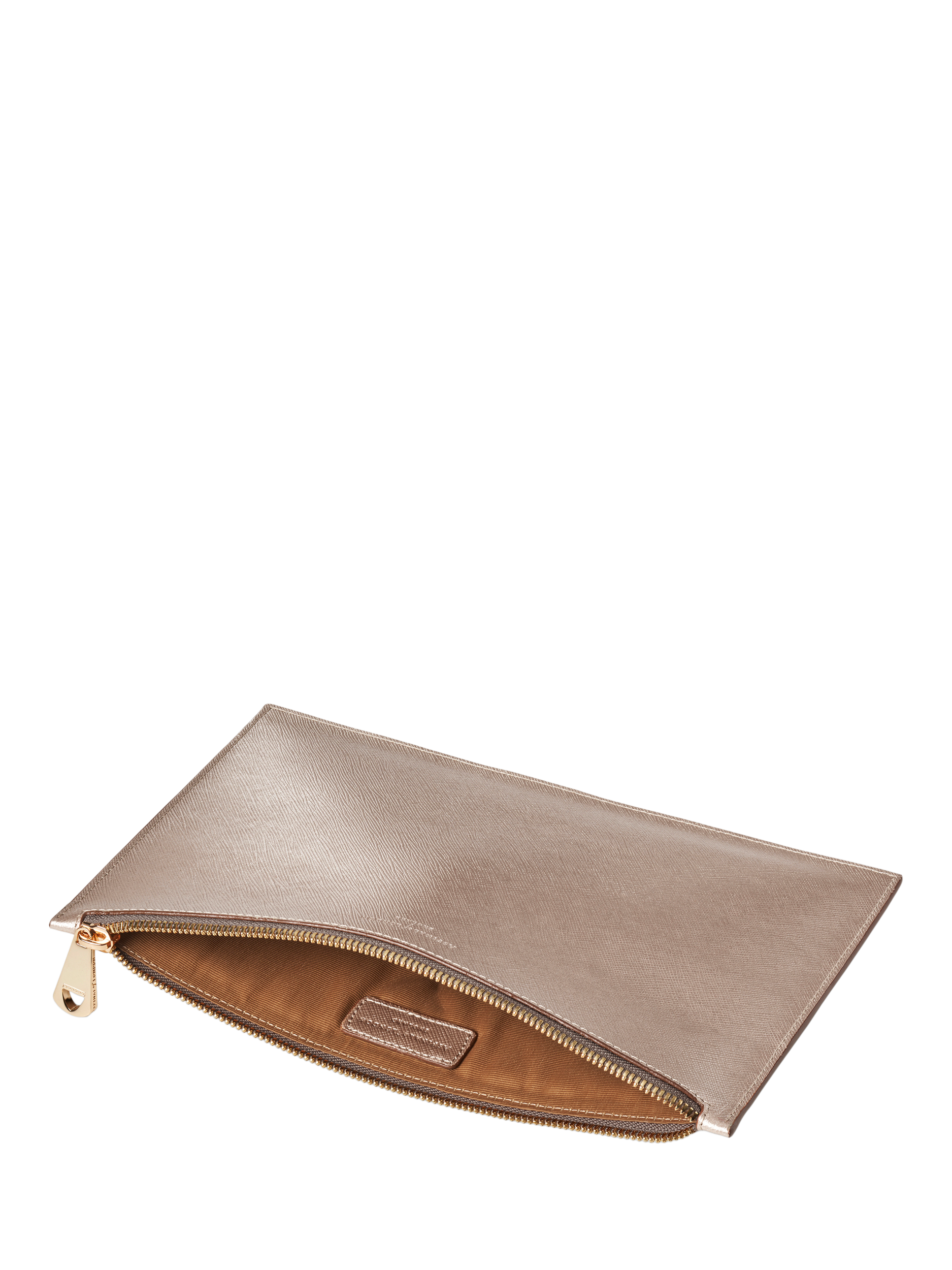 Product image 3 of 3, which shows Aspinal of London Large Essential Flat Leather Pouch, Champagne