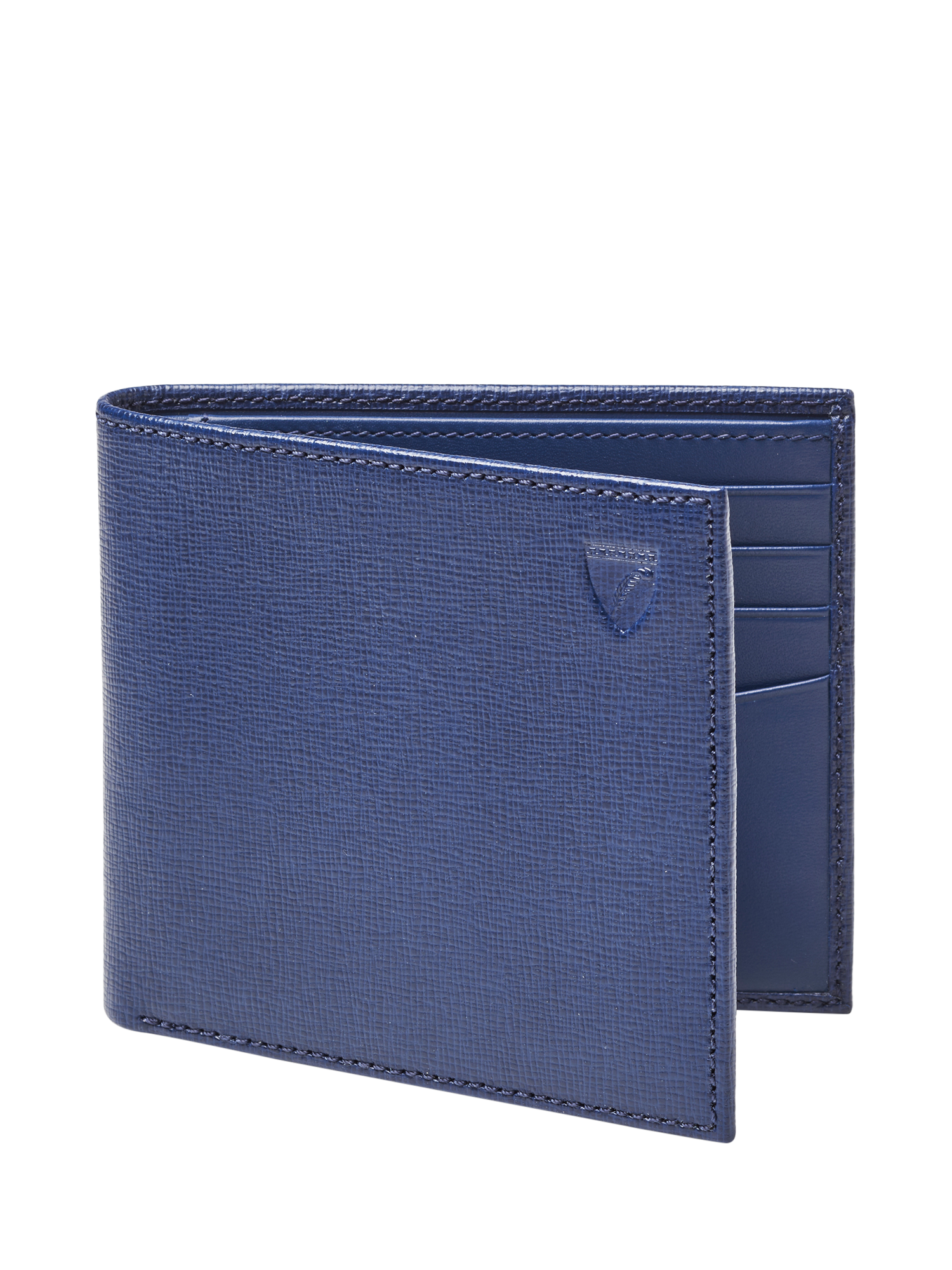 Aspinal of London 8 Card Billfold Saffiano Leather Wallet, Caspian Blue