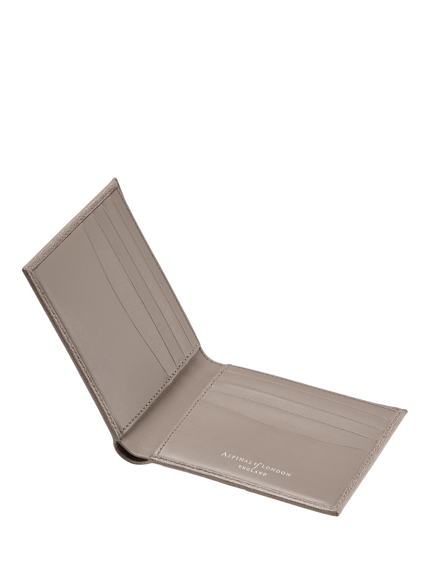 Product image 3 of 4, which shows Aspinal of London 8 Card Billfold Saffiano Leather Wallet, Warm Grey