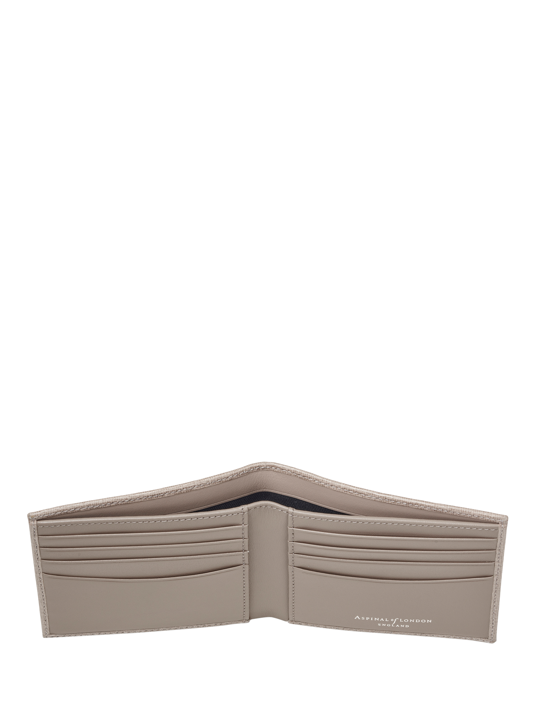 Product image 4 of 4, which shows Aspinal of London 8 Card Billfold Saffiano Leather Wallet, Warm Grey