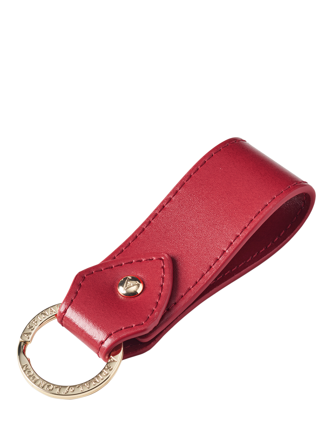 Product image 1 of 2, which shows Aspinal of London Small Loop Leather Keyring, Red
