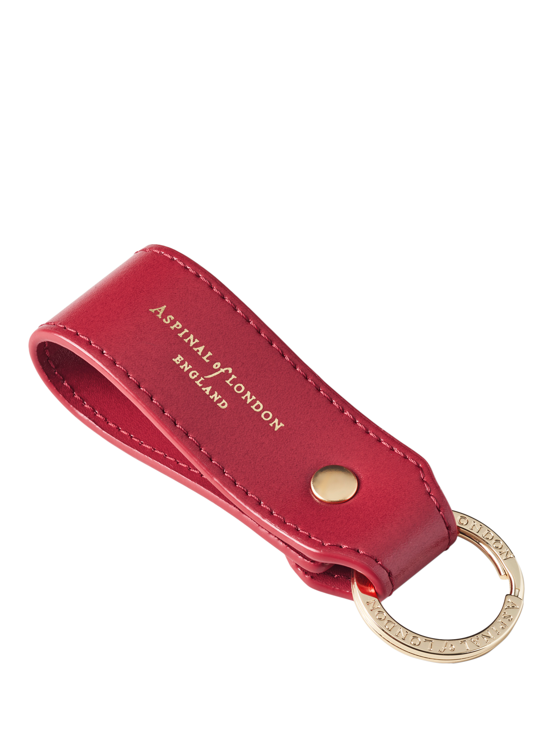 Product image 2 of 2, which shows Aspinal of London Small Loop Leather Keyring, Red