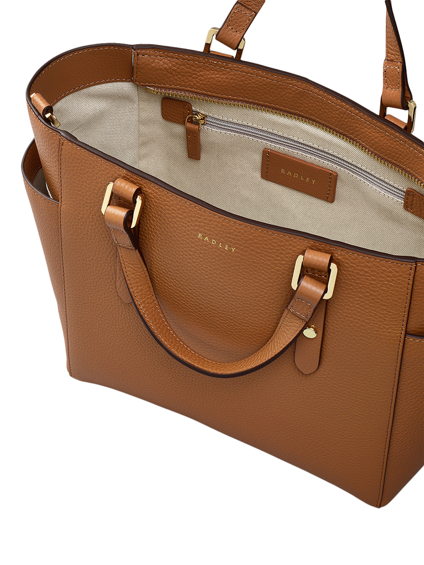 Product image 3 of 4, which shows Radley Silk Street Leather Medium Zip Top Multiway Bag, Caramel