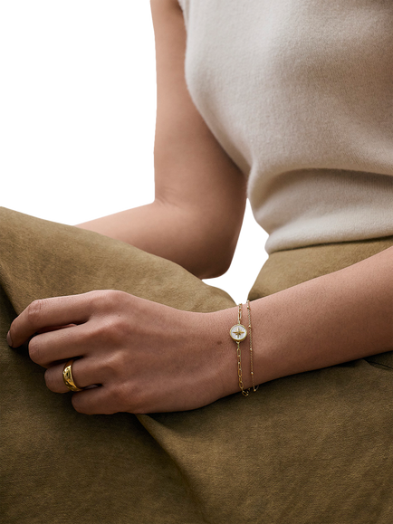 Astley Clarke Sphere Beaded Bracelet, Gold - view 2, Gold Gold