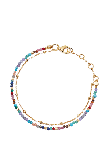 Astley Clarke Beaded Gemstone Nugget Bracelet, Gold/Multi, Gold Gold