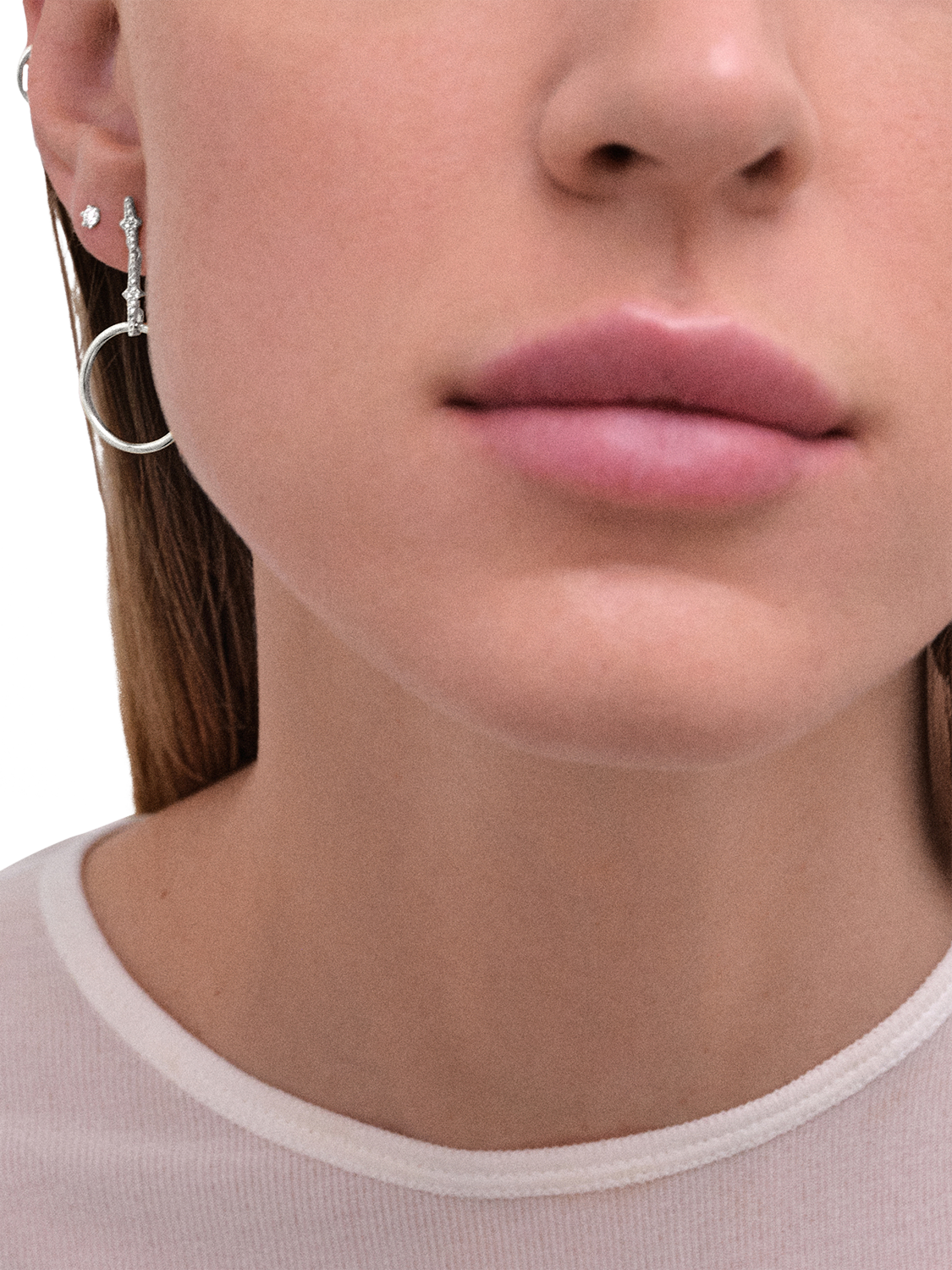 Product image 3 of 3, which shows Astley Clarke Luna Hoop White Sapphire Earrings, Silver