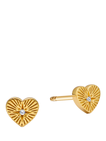 Astley Clarke Heart Stud Earrings, Gold, Gold