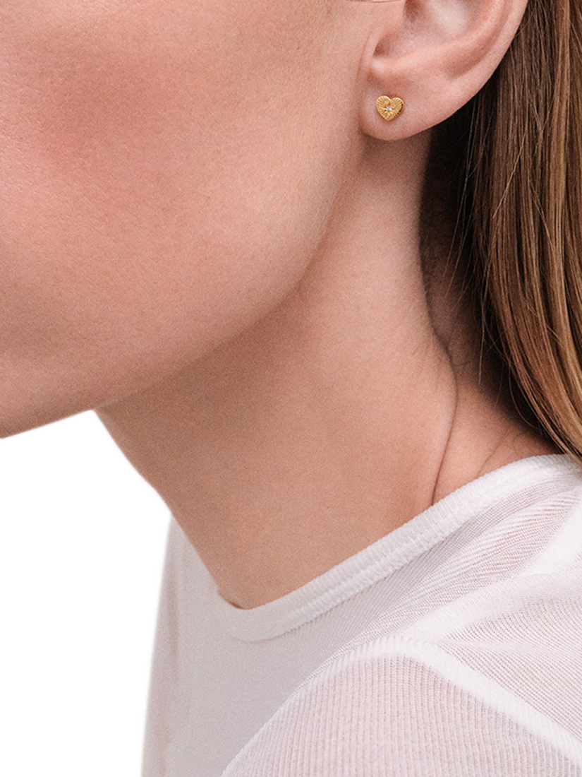 Product image 2 of 2, which shows Astley Clarke Heart Stud Earrings, Gold