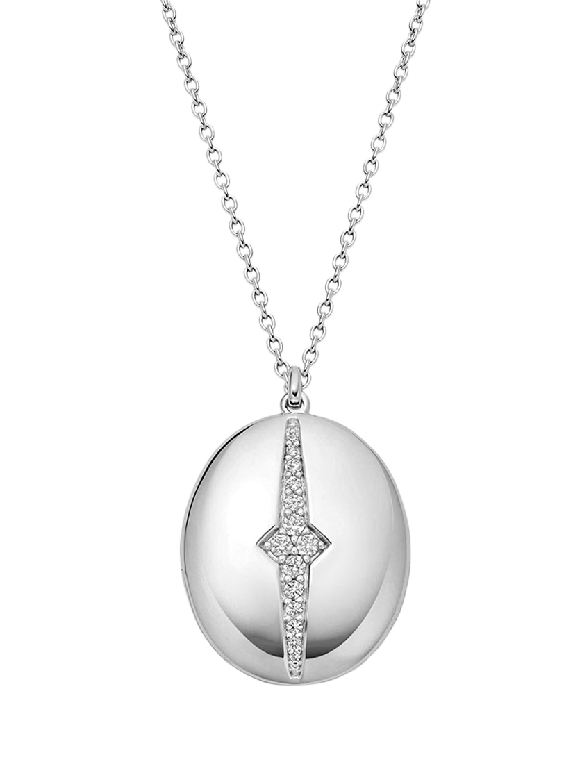 Product image 1 of 3, which shows Astley Clarke Luna Locket Pendant Necklace, Silver