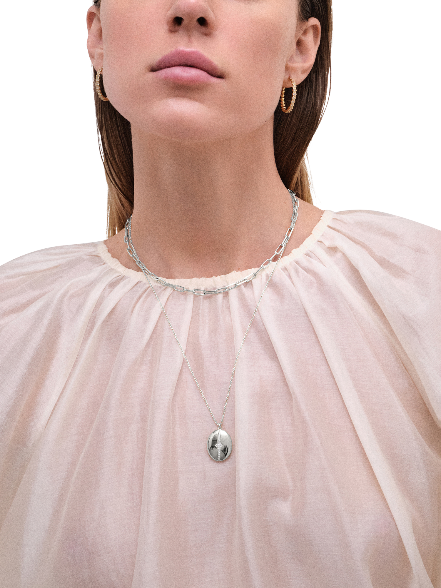 Product image 3 of 3, which shows Astley Clarke Luna Locket Pendant Necklace, Silver