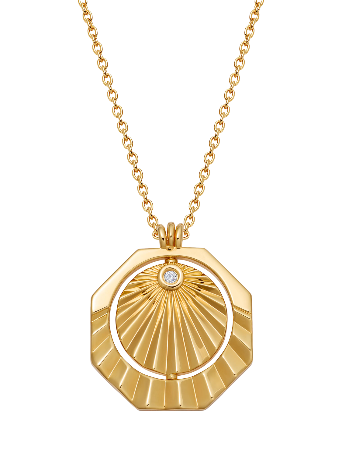 Product image 1 of 3, which shows Astley Clarke Celestial Sunrise Spinner Necklace, Gold